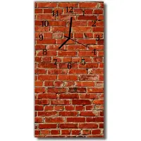 Tulup Glasuhr Wanduhr Küchenuhr Echt-Glas 30x60 Ziegeln Rot