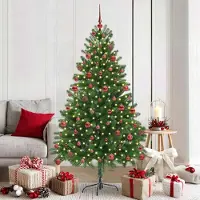 vidaXL "Schlussverkauf" Weihnachtsbaum(1 pc) - Kunstbaum/Tannenbaum - mit 300 LEDs mit Ständer Grün 180 cm PE C7634