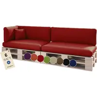 Sunnypillow Palettenkissen für Palettenmöbel - 6er Set - Palettenauflage für Palettensofa für Haus Garten - Palettenpolster mit abnehmbarem Bezug für Europaletten - Rückenkissen & Sitzkissen Rot