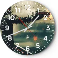 ARTTOR Wanduhr - Rund - Glasuhr - Zukunft Waffe künstlerisch - 30x30cm - Schleichendes Uhrwerk - Lautlos - zum Aufhängen bereit - Dekoration Modern - Wanddekoration aus Glas - C4AR30x30-3196