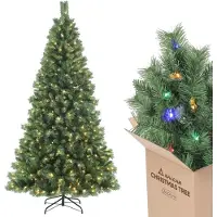 Salcar 240 cm Künstlicher Weihnachtsbaum mit Beleuchtung, 2 Lichtfarben (Warmweiß/Bunt), LED Tannenbaum inkl. Fernbedienung