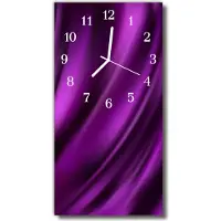 Tulup Glasuhr Wanduhr Küchenuhr Echt-Glas 30x60 Stoff Lila
