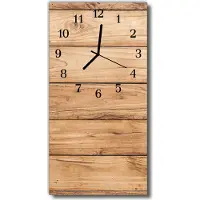 Tulup Glasuhr Wanduhr Küchenuhr Echt-Glas 30x60 Holzplatten Beige