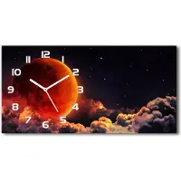 Tulup Wanduhr aus Glas – 60x30 cm - Glasbild - Glasuhr - Gehärtetes Glas - weisse-zeiger - Mondfinsternis