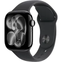 Apple Watch Series 11 GPS 42mm Smartwatch Diamond Black mit Black Sports Band Fitness Tracker EKG App Schlafindex Always On Display Wasserschutz