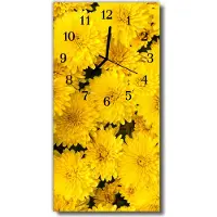 Tulup Glasuhr Wanduhr Küchenuhr Echt-Glas 30x60 Blumen Gelb