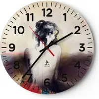 ARTTOR Wanduhr - Rund - Glasuhr - Frau handeln nackt - 40x40cm - Schleichendes Uhrwerk - Lautlos - zum Aufhängen bereit - Dekoration Modern - Wanddekoration aus Glas - C4AR40x40-3657