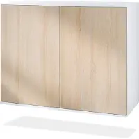 Vladon Kommode Skadu V3, Moderner Küchenschrank mit 2 großen Türen Weiß matt / Eiche sägerau (92,5 x 73.5 x 35)