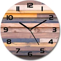 Tulup Wanduhr aus Glas 30fi Glasbild Glasuhr Gehärtetes Glas - schwarze-zeiger - Wooden wall