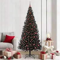 vidaXL "Schlussverkauf" Weihnachtsbaum(1 pc) - Kunstbaum/Tannenbaum - mit 300 LEDs mit Ständer Schwarz 210 cm PVC C7700