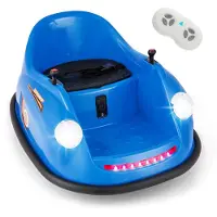 Goplus 12V Autoscooter Kinder, Elektro Bumperauto mit Fernbedienung, 360-Grad-Drehung, LED-Lichter & Musik, Blau