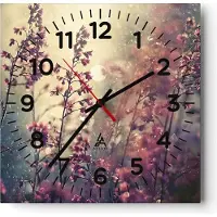 ARTTOR Wanduhr - Quadrat - Glasuhr - Blumen Regen Licht - 30x30cm - Schleichendes Uhrwerk - Lautlos - zum Aufhängen bereit - Dekoration Modern - Wanddekoration aus Glas - C4AC30x30-4218