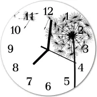 Tulup Glasuhr Wanduhr Küchenuhr Echt-Glas 30fi cm Pusteblume schwarz-weiß