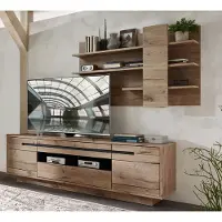 Lomadox TV Wand BURNHAM-36 in Eiche Nb. mit graphit, B/H/T: ca. 205/170/44 cm