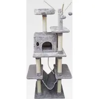 Markenlos Katzenkratzbaum Kratzbaum Katzenbaum 155 cm Spielbaum Kletterbaum für Katzen Kratzmöbel Spielmöbel Dunkelgrau