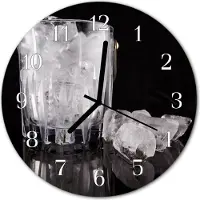 Tulup Glasuhr Wanduhr Küchenuhr Echt-Glas 30fi cm Eis schwarz