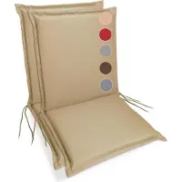 Sunnypillow 2er Set Gartenstuhlauflagen 100 x 50 extra dick 9cm Niedriglehner Auflagen waschbar wasserdicht Polsterauflagen Outdoor Stuhlauflagen Polster Sitzkissen Gartenstuhl Beige