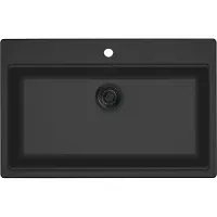 Reginox R40355 Regi Granite Spüle FLORENCE 72 mit Armaturenbank in Nero Black ab Schrankbreite 80 cm / Auflagespüle