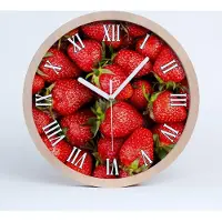 Tulup Holzuhr 20fi cm wanduhr - weiße Spitzen - Erdbeeren