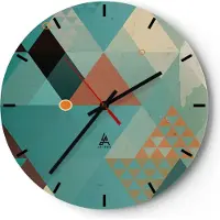 ARTTOR Wanduhr - Rund - Glasuhr - Abstraktion modern - 40x40cm - Schleichendes Uhrwerk - Lautlos - zum Aufhängen bereit - Dekoration Modern - Wanddekoration aus Glas - C3AR40x40-3571