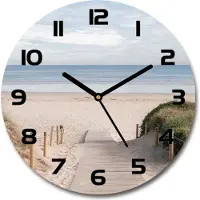 Tulup Wanduhr aus Glas 30fi Glasbild Glasuhr Gehärtetes Glas - schwarze-zeiger - Path to the beach