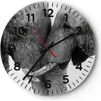 ARTTOR Wanduhr - Rund - Glasuhr - Elefanten Safari Bond - 40x40cm - Schleichendes Uhrwerk - Lautlos - zum Aufhängen bereit - Dekoration Modern - Wanddekoration aus Glas - C4AR40x40-4973