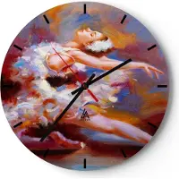 ARTTOR Wanduhr - Rund - Glasuhr - Balletttänzer tanzen - 40x40cm - Schleichendes Uhrwerk - Lautlos - zum Aufhängen bereit - Dekoration Modern - Wanddekoration aus Glas - C3AR40x40-3463