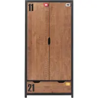 Möbelando Drehtürenschrank >ALEX< in Kiefer gebürstet - 100x200x55 (BxHxT)
