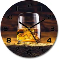 Tulup Wanduhr aus Glas 30fi Glasbild Glasuhr Gehärtetes Glas - schwarze-zeiger - Bourbon in a glass