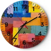 ARTTOR Wanduhr - Rund - Glasuhr - Abstraktion modern - 40x40cm - Schleichendes Uhrwerk - Lautlos - zum Aufhängen bereit - Dekoration Modern - Wanddekoration aus Glas - C4AR40x40-3703