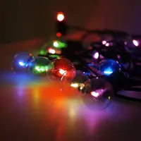 Trade-Shop LED Solar Lichterkette Glühbirnen, Außen Garten Deko 8 Modi Effekte Außerlichterkette für Terrasse Hof Innen Haus Weihnachten (4m / 10 LED Glühbirnen, RGB)