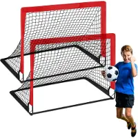 Lixada Outdoor-Sport-Kinder-Fußballtor, tragbares faltbares Fußballtor, Kleinkind-Fußballspiel-Torrahmen, zweiteiliges Set, rot