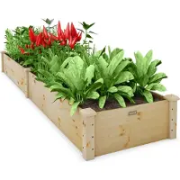 Costway Hochbeet Gartenbeet Holz, 240 x 60 x 25 cm, Pflanzkasten für Gemüse, Blumen, Kräuter, Früchte, Blumenkasten Blumenbeet Kräuterbeet Pflanzbeet für Hinterhof, Garten, Rasen