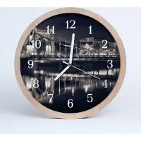 Tulup Holzuhr 30fi cm wanduhr - Architektur Brücke Nacht