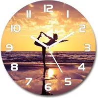 Tulup Wanduhr aus Glas 30fi Glasbild Glasuhr Gehärtetes Glas - weisse-zeiger - Yoga on the beach