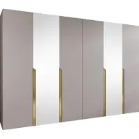 Mirjan 24 Kleiderschrank Mila 2 300 mit Spiegel, Schlafzimmer, Kleiderschrank, mit sechs Drehturen und mit vier Kleiderstange, Modern, Garderobenschrank (Farbe: Cashmere + Gold)