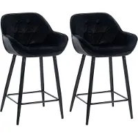 CLP 2er Set Barhocker Gibson 76 Samt schwarz