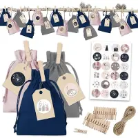 Papierdrachen Adventskalender Stoffsäckchen zum Basteln & Befüllen Pastell