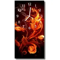 Tulup Glasuhr Wanduhr Küchenuhr Echt-Glas 30x60 Blumen Abstrakt Mehrfarbig