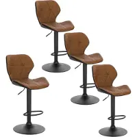 EUGAD 4 x Barhocker, höhenverstellbar und drenbar, aus Kunstleder Metall, Braun