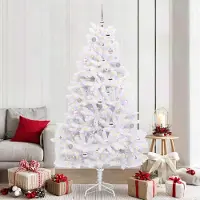 vidaXL Stabli Möbel Künstlicher klappbarer Weihnachtsbaum Weiß 210 cm PVC und Stahl - Künstliche Weihnachtsbäume Neu design 526225