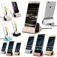 Wigento Dockingstation Dock für Micro-USB 5 Pin / TYP-C / für Apple Smartphones Laden, Docking- Ladestation Ausführung:Micro-USB 5 Pin Rose-Gold
