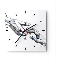 ARTTOR Wanduhr - Quadrat - Glasuhr - Surrealismus Hände Hilfe - 40x40cm - Schleichendes Uhrwerk - Lautlos - zum Aufhängen bereit - Dekoration Modern - Wanddekoration aus Glas - C3AC40x40-4438