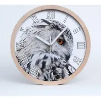 Tulup Holzuhr 30fi cm wanduhr - weiße Spitzen - Weiße Eule