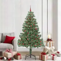 vidaXL "Schlussverkauf" Weihnachtsbaum(1 pc) - Kunstbaum/Tannenbaum - mit 300 LEDs mit Ständer Grün 210 cm PVC C7659