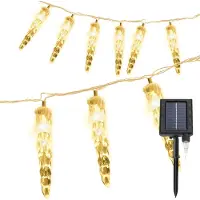 Peviasot 10M 80 LED Solar Eiszapfen Lichterkette Außen Innen 8 Modi IP44 Party Garten Lichtervorhang Fenster Weihnachten Eisregen Beleuchtung Deko Warmweiß