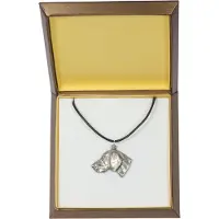 Art-Dog Weimaraner, Weimaraner Vorstehhund - Hundehalsband in Geschenkbox, versilbertes Medaillon für Hundefans, markanter Anhänger der Marke