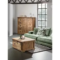 Lomadox Wohnzimmer Highboard und Couchtisch in Mangoholz natur Massivholz KARLSTAD-123