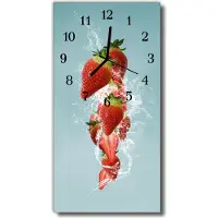 Tulup Glasuhr Wanduhr Küchenuhr Echt-Glas 30x60 Erdbeere Mehrfarbig