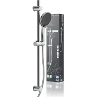 Eisl Stangenbrause-Set "GRANDE VITA", silber (chrom), H:90cm T:4,5cm, Brausegarnituren, Stangenbrause-Set, Höhenverstellbar / 3-fach verstellbar / Antikalk / wassersparend